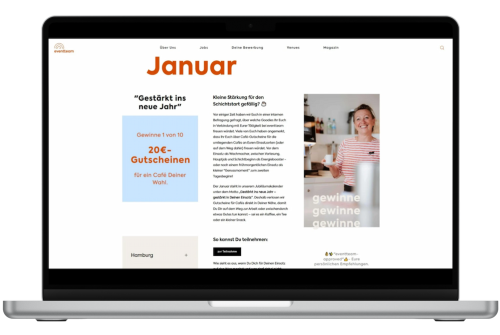 Laptop mit Screen Schot der Januar Jubiläumsaktion "Gestärkt ins neue Jahr"