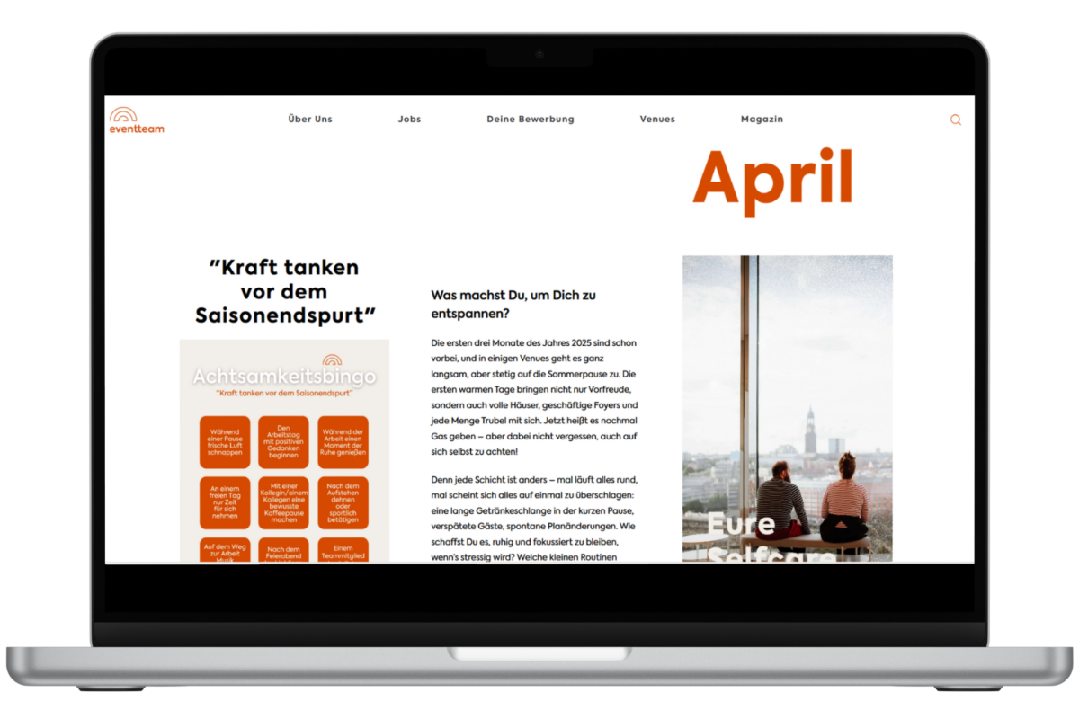 Laptop mit Bildschirmaufnahme der Aprilaktion