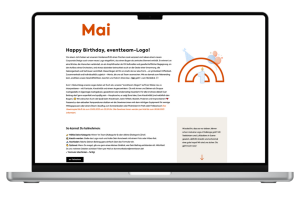 Laptop mit Bildschirmaufnahme der Aprilaktion